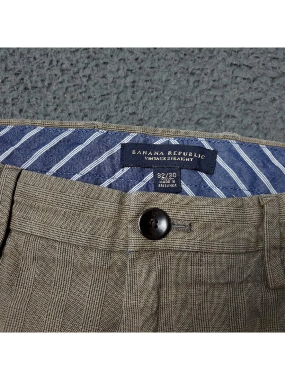 Banana Republic Dress Pants Mens 32x30 Vintage Straight Beige Plaid Checkered